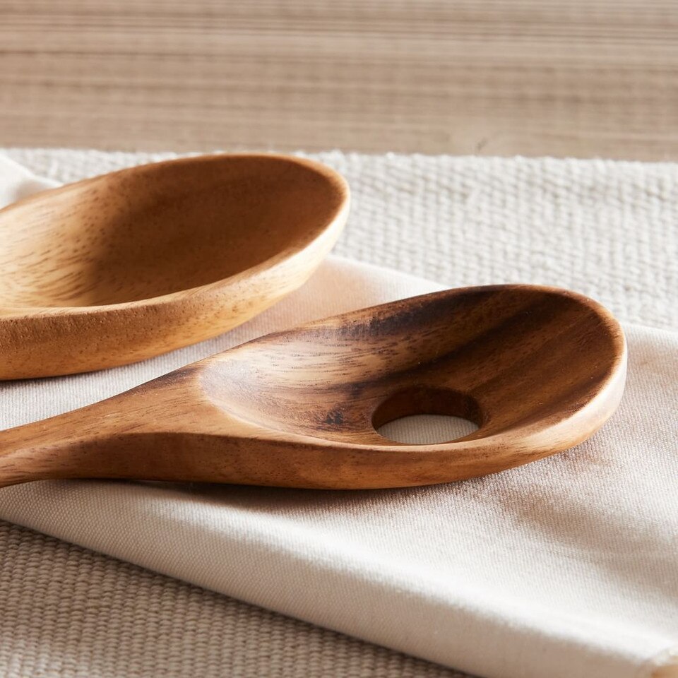 Organic Shaped Wood Salad Servers (Set of 2) West Elm Australia